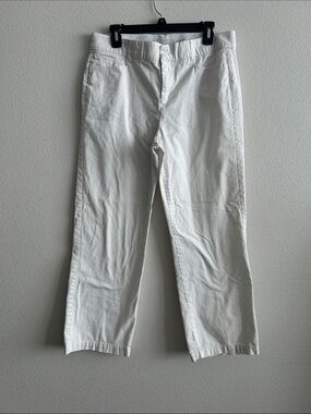 JM Collection White Straight-Leg Cotton Pants
